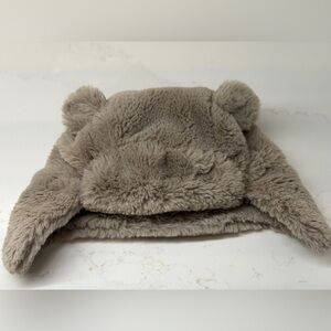 Baby GAP Cozy Faux Furry Trapper Hat Bear Ears Taupe Brown Baby Size 12-18 month